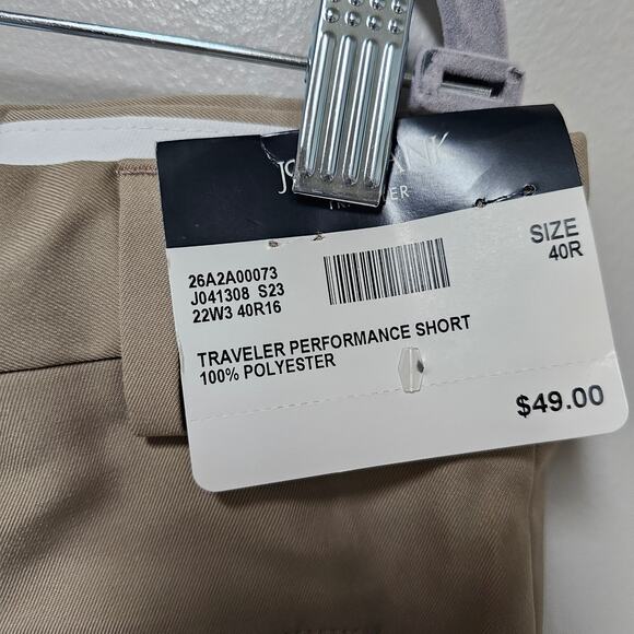 NWT Men's Jos A Banks Tailored Fit Traveler Performance Shorts TAN  size 40R - Picture 3 of 10